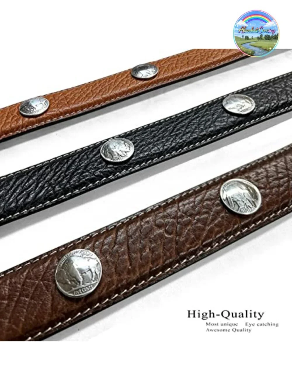 Genuine Leather Western Ranger Belt with Antique Silver Buckle